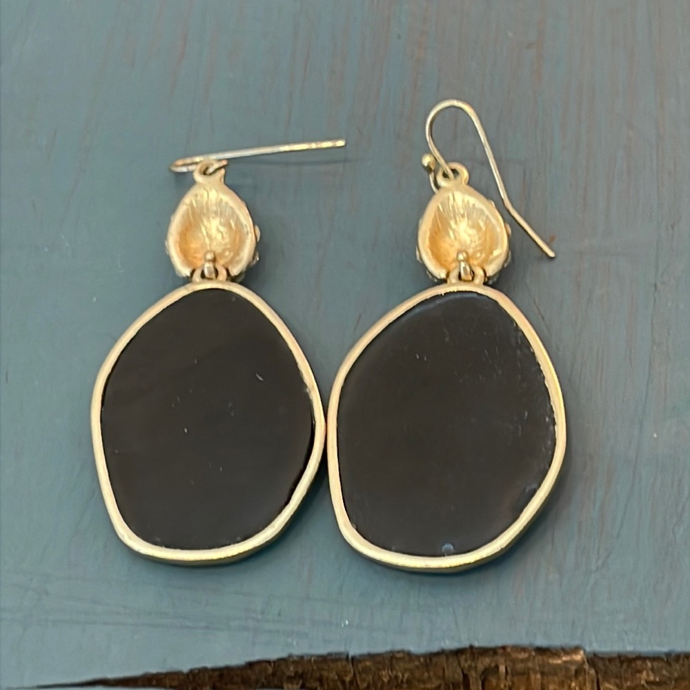 Black Rhinestone Earrings Evening Dangling lightweight - Picture 3 of 5